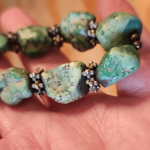 Liz‎ Henry 925 silver marked turquoise beaded necklace 18" - Picture 12 of 15